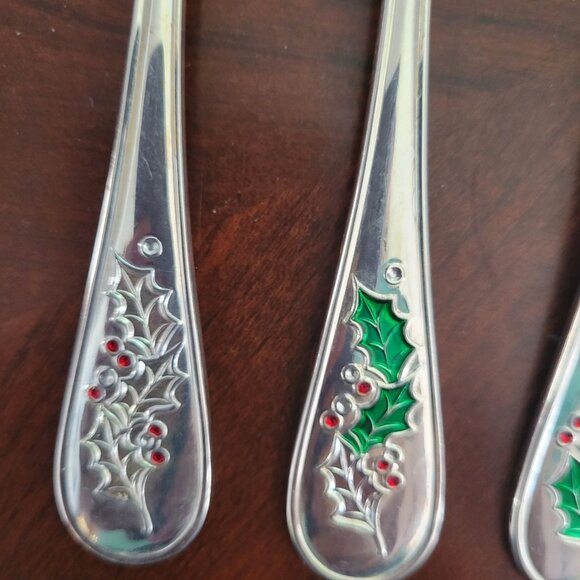Holiday Silverware Set Holly Design 20-Piece Stainless Steel Flatware Christmas - Picture 3 of 7